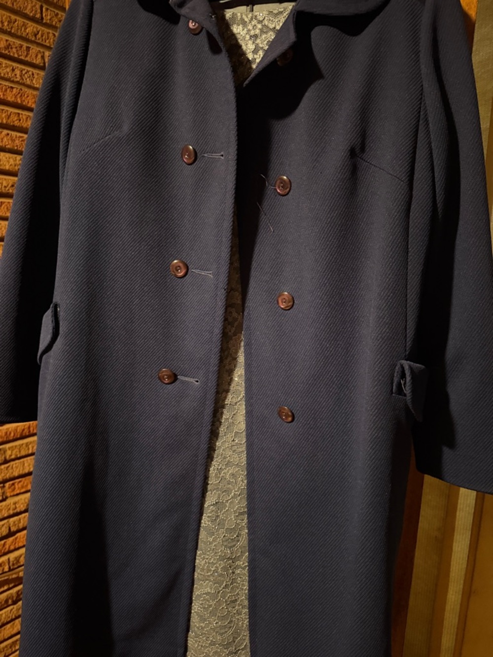 Navy Long Button Coat - Picture 5 of 5